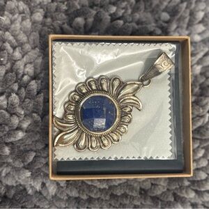 Silver and Blue Sunflower Pendant